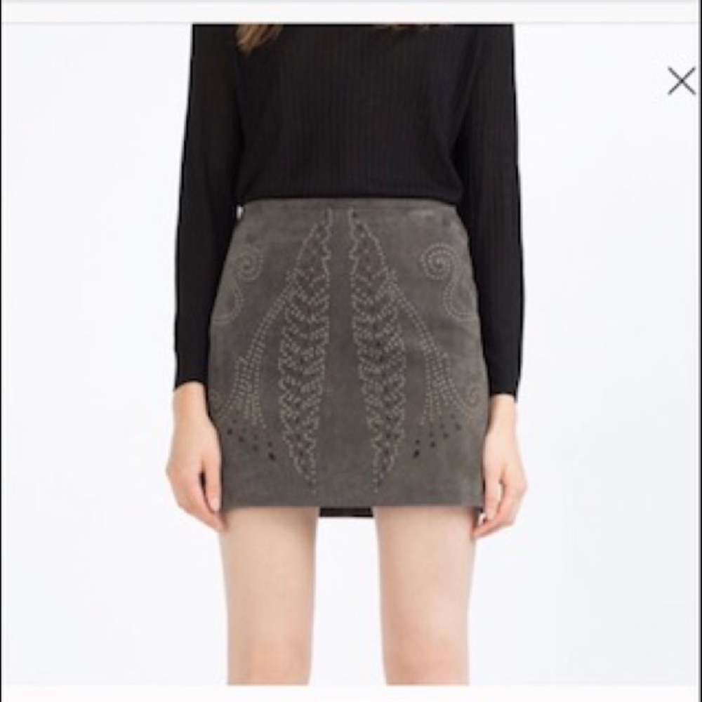 Zara Leather Detail Skirt